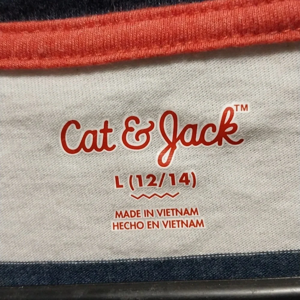 Cat & Jack Blue, Orange and White Long Sleeve Tee 12/14